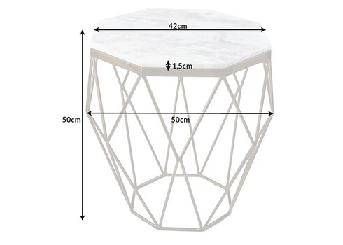 Diivanilaud DIAMOND valge marmor, 42x42xH50 cm