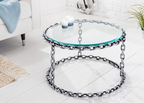 Diivanilaud CHAIN hõbedane, 65x65xH40 cm