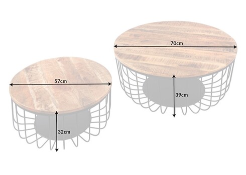 Diivanilaudade komplekt FACTORY LOFT mango, 2 tk