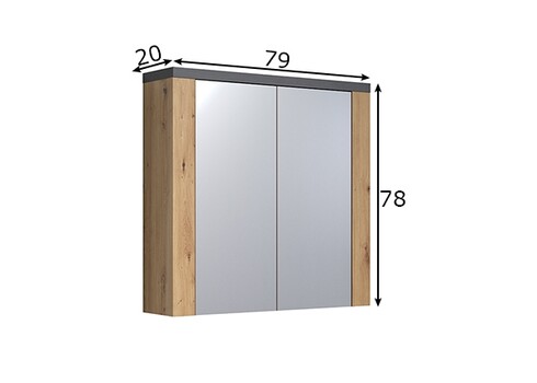 Peegelkapp FOLLOW tamm / hall, 79x20xH78 cm