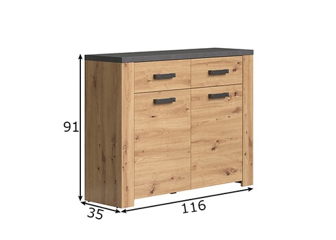 Kummut FOLLOW tamm / hall, 116x35xH91 cm