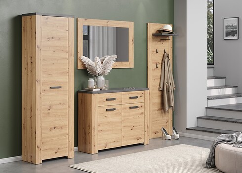 Kummut FOLLOW tamm / hall, 116x35xH91 cm