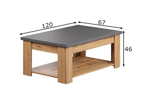 Diivanilaud FOLLOW tamm / hall, 120x67xH46 cm