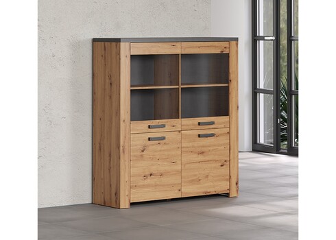 Vitriinkapp FOLLOW tamm / hall, 127x40xH139 cm