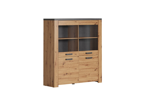 Vitriinkapp FOLLOW tamm / hall, 127x40xH139 cm