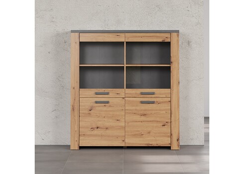 Vitriinkapp FOLLOW tamm / hall, 127x40xH139 cm