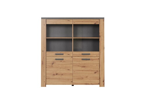 Vitriinkapp FOLLOW tamm / hall, 127x40xH139 cm