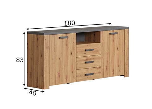 Kummut FOLLOW tamm / hall, 180x40xH83 cm