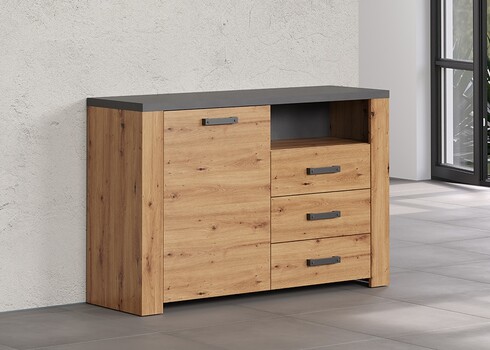 Kummut FOLLOW tamm / hall, 127x40xH83 cm