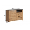 Kummut FOLLOW tamm / hall, 127x40xH83 cm