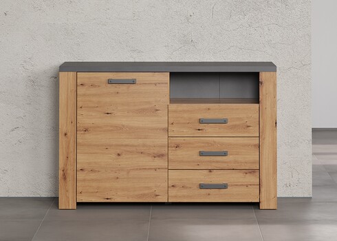 Kummut FOLLOW tamm / hall, 127x40xH83 cm