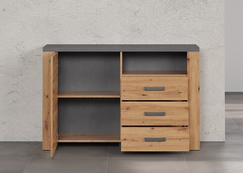 Kummut FOLLOW tamm / hall, 127x40xH83 cm