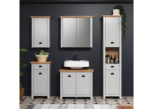 Vannitoakapp LANDSIDE helehall / tamm, 46x33xH191 cm