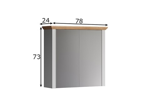 Peegelkapp LANDSIDE helehall / tamm, 78x24xH73 cm