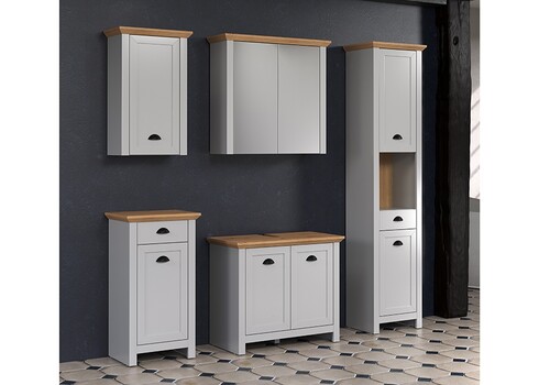 Peegelkapp LANDSIDE helehall / tamm, 78x24xH73 cm