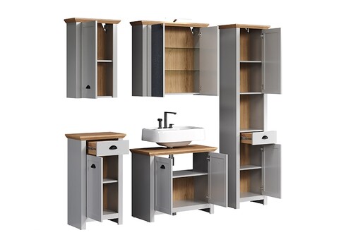 Peegelkapp LANDSIDE helehall / tamm, 78x24xH73 cm