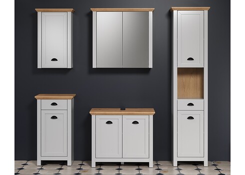 Peegelkapp LANDSIDE helehall / tamm, 78x24xH73 cm