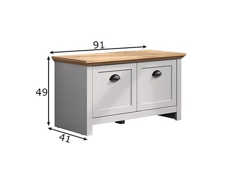 Esikupink LANDSIDE helehall / tamm, 91x41xH49 cm