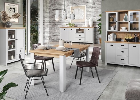 Vitriinkapp LANDSIDE helehall / tamm, 97x41xH130 cm