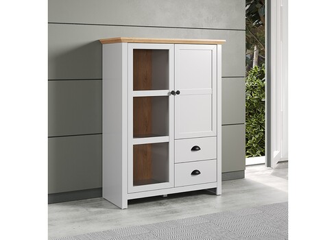 Vitriinkapp LANDSIDE helehall / tamm, 97x41xH130 cm