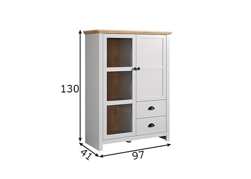 Vitriinkapp LANDSIDE helehall / tamm, 97x41xH130 cm