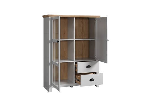 Vitriinkapp LANDSIDE helehall / tamm, 97x41xH130 cm