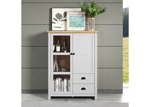 Vitriinkapp LANDSIDE helehall / tamm, 97x41xH130 cm