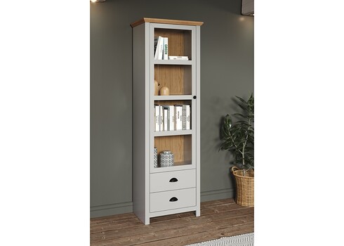 Vitriinkapp LANDSIDE helehall / tamm, 65x41xH201 cm