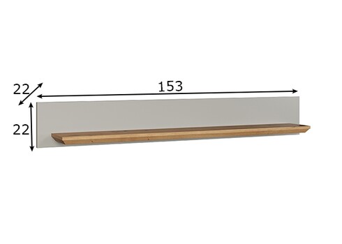 Seinariiul LANDSIDE helehall / tamm, 153x22xH22 cm