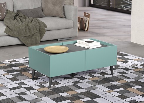 Diivanilaud MELTON sinine / hall, 110x60xH44 cm