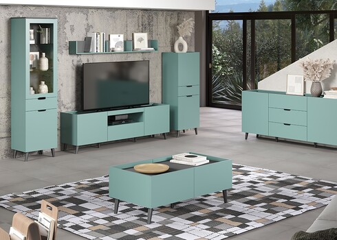 Diivanilaud MELTON sinine / hall, 110x60xH44 cm