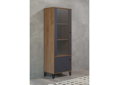 Vitriinkapp MONTEZ tamm / hall, 63x40xH127 cm