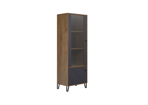Vitriinkapp MONTEZ tamm / hall, 63x40xH127 cm