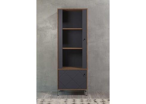 Vitriinkapp MONTEZ tamm / hall, 63x40xH127 cm