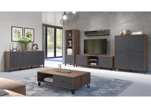 Vitriinkapp MONTEZ tamm / hall, 63x40xH127 cm