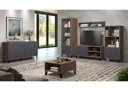 Vitriinkapp MONTEZ tamm / hall, 63x40xH127 cm