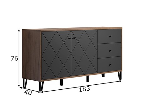 Kummut MONTEZ tamm / hall, 183x40xH76 cm