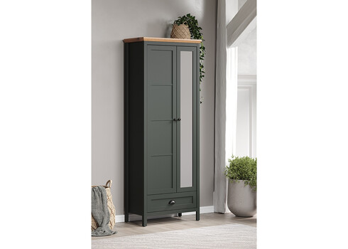 Esikukapp STANTON roheline / tamm, 77x39xH198 cm