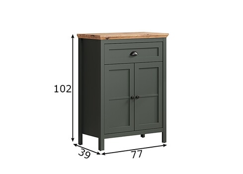 Kummut STANTON roheline / tamm, 77x39xH102 cm