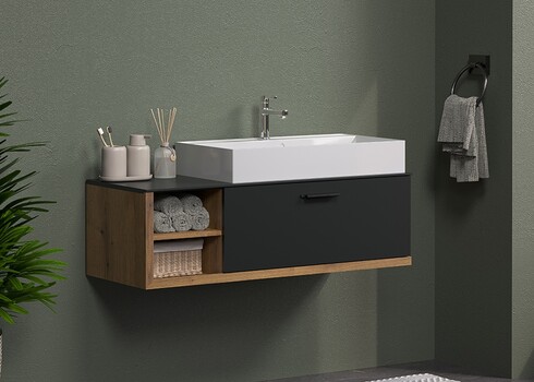 Valamukapp + valamu SYNNAX antratsiit / tamm, 120x45xH36 cm