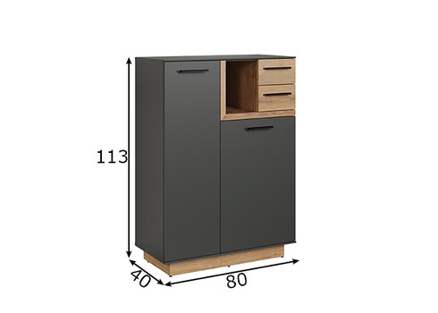 Kummut SYNNAX antratsiit / tamm, 80x40xH113 cm
