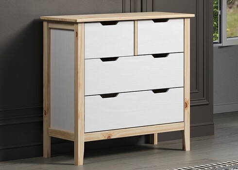 Kummut LATERNA valge / tamm, 78x39xH79 cm