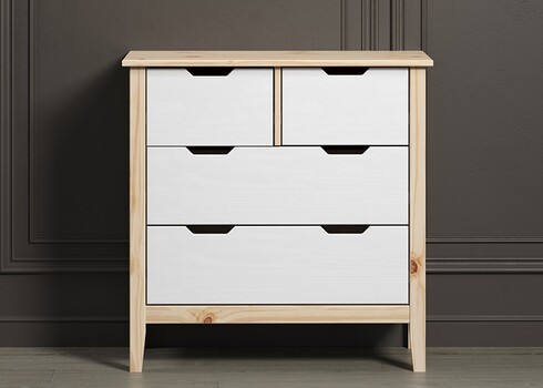 Kummut LATERNA valge / tamm, 78x39xH79 cm