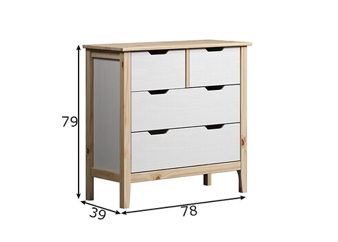 Kummut LATERNA valge / tamm, 78x39xH79 cm