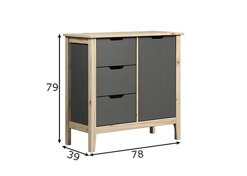 Kummut LATERNA tumehall / tamm, 78x39xH79 cm