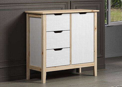 Kummut LATERNA valge / tamm, 78x39xH79 cm