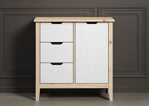 Kummut LATERNA valge / tamm, 78x39xH79 cm