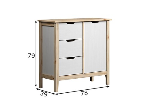 Kummut LATERNA valge / tamm, 78x39xH79 cm