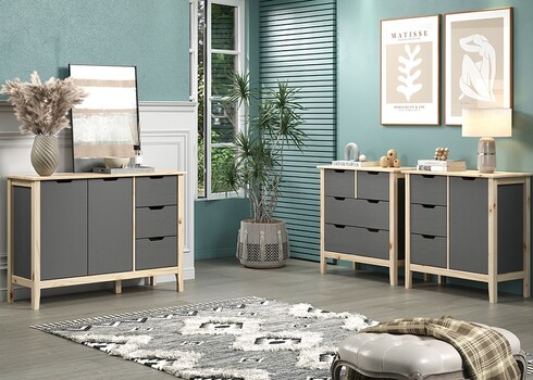 Kummut LATERNA tumehall / tamm, 110x39xH79 cm