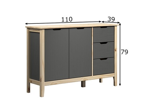 Kummut LATERNA tumehall / tamm, 110x39xH79 cm
